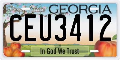 GA license plate CEU3412