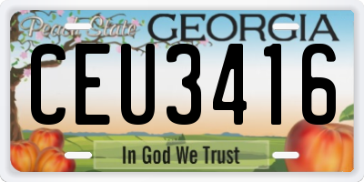 GA license plate CEU3416