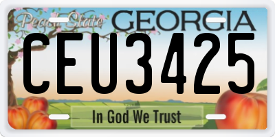 GA license plate CEU3425