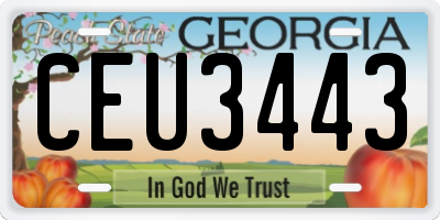 GA license plate CEU3443