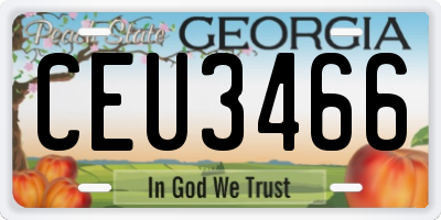 GA license plate CEU3466