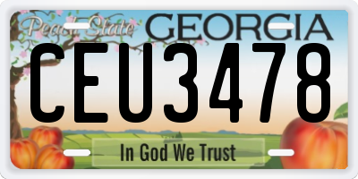 GA license plate CEU3478