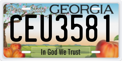 GA license plate CEU3581