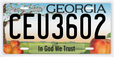 GA license plate CEU3602