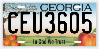 GA license plate CEU3605