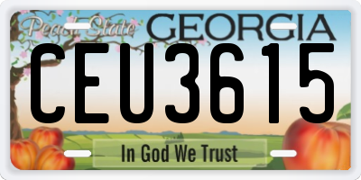 GA license plate CEU3615