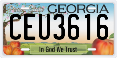 GA license plate CEU3616