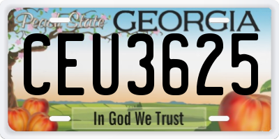 GA license plate CEU3625