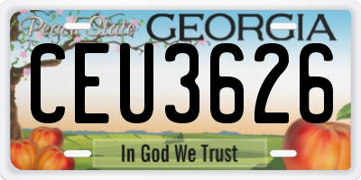 GA license plate CEU3626