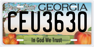GA license plate CEU3630