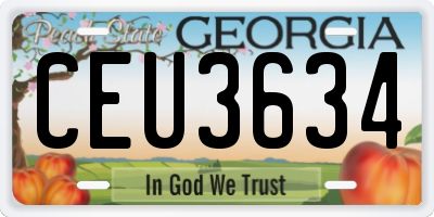 GA license plate CEU3634