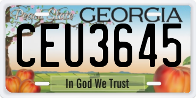 GA license plate CEU3645
