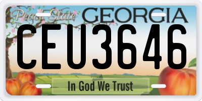 GA license plate CEU3646