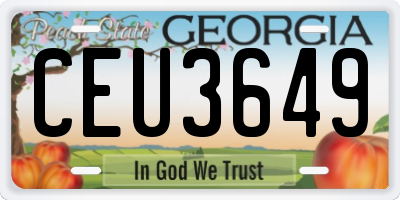 GA license plate CEU3649