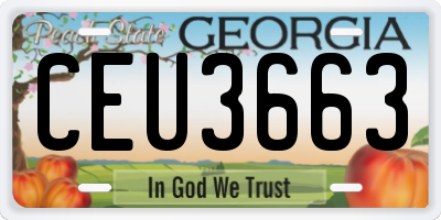 GA license plate CEU3663