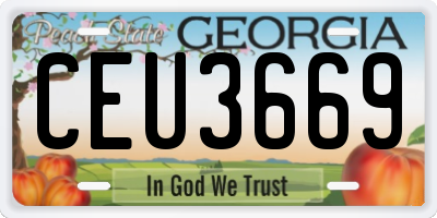 GA license plate CEU3669