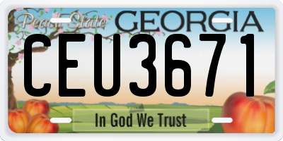 GA license plate CEU3671