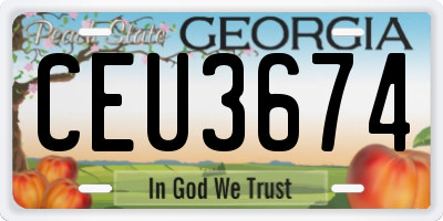 GA license plate CEU3674