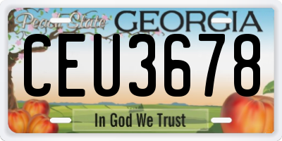 GA license plate CEU3678