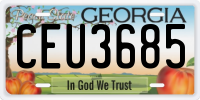 GA license plate CEU3685