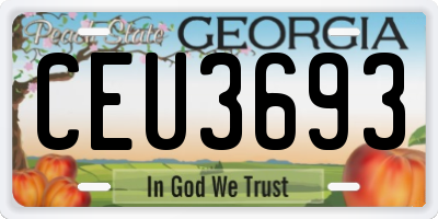 GA license plate CEU3693