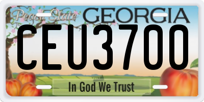 GA license plate CEU3700