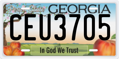 GA license plate CEU3705
