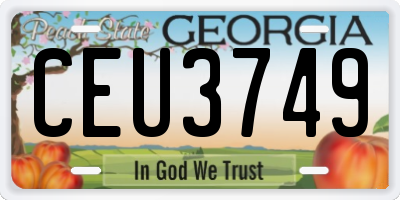 GA license plate CEU3749