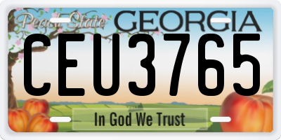 GA license plate CEU3765