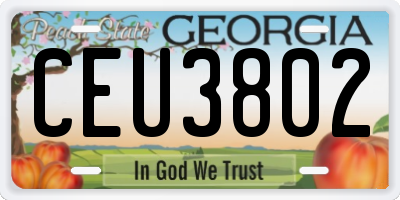 GA license plate CEU3802