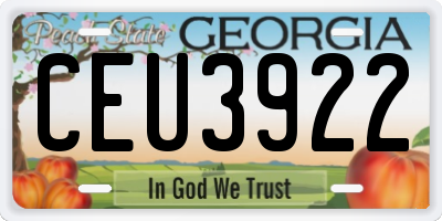 GA license plate CEU3922