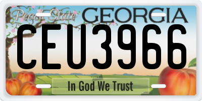 GA license plate CEU3966