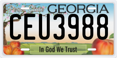 GA license plate CEU3988