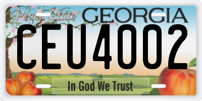 GA license plate CEU4002