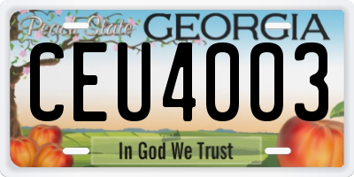 GA license plate CEU4003