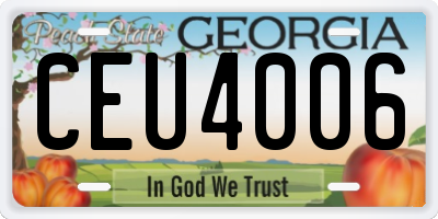 GA license plate CEU4006