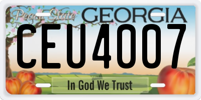 GA license plate CEU4007