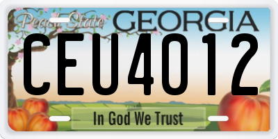 GA license plate CEU4012
