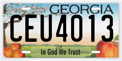 GA license plate CEU4013