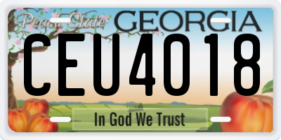 GA license plate CEU4018