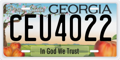 GA license plate CEU4022