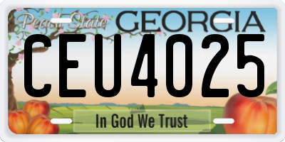 GA license plate CEU4025