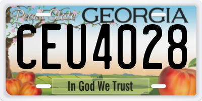 GA license plate CEU4028