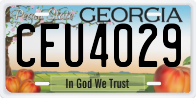 GA license plate CEU4029