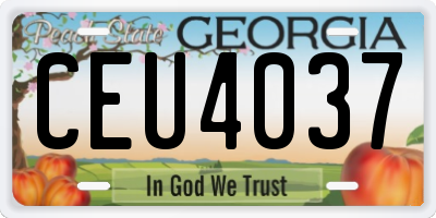 GA license plate CEU4037