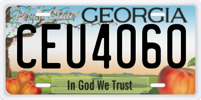 GA license plate CEU4060