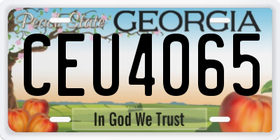 GA license plate CEU4065