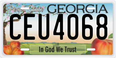 GA license plate CEU4068