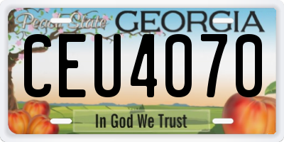 GA license plate CEU4070