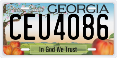 GA license plate CEU4086